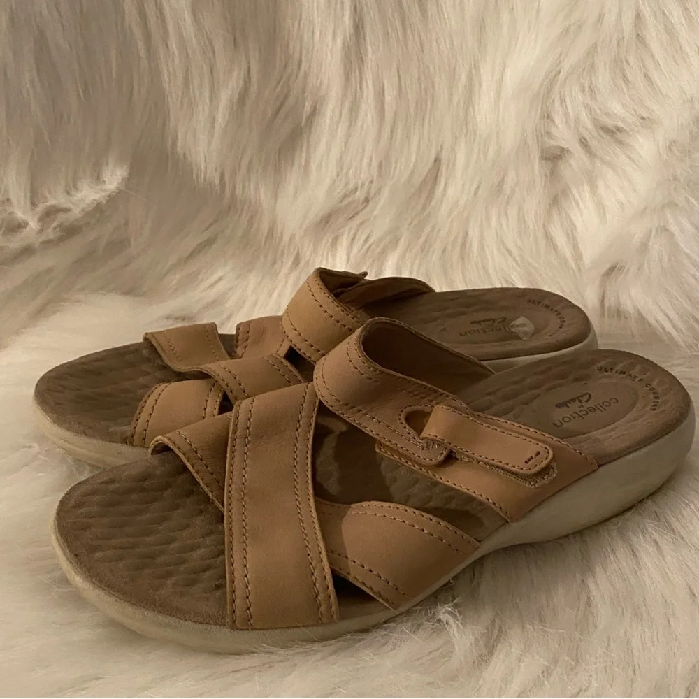 Clarks Collection Sandals Shoes‎ Women’s Size 10M Slip On Open Toe